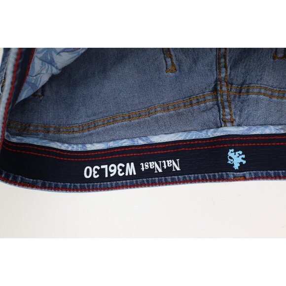 Nat Nast Luxury Originals Mens 36x30 Faded Stretch Straight Leg Denim Jeans Blue - Picture 8 of 14